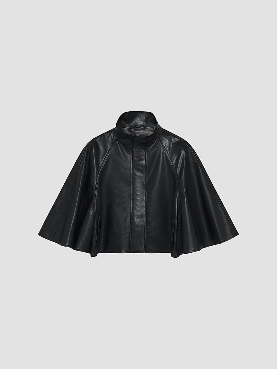 SIMKHAI Women's Orvik Leather Cape Jacket - Black - Size Large