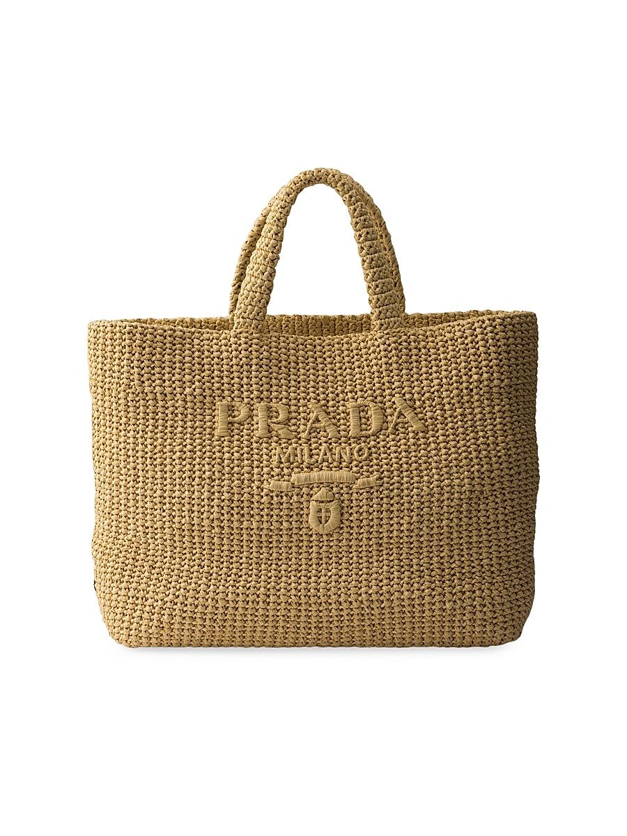 Women's Crochet Tote Bag - Beige Khaki