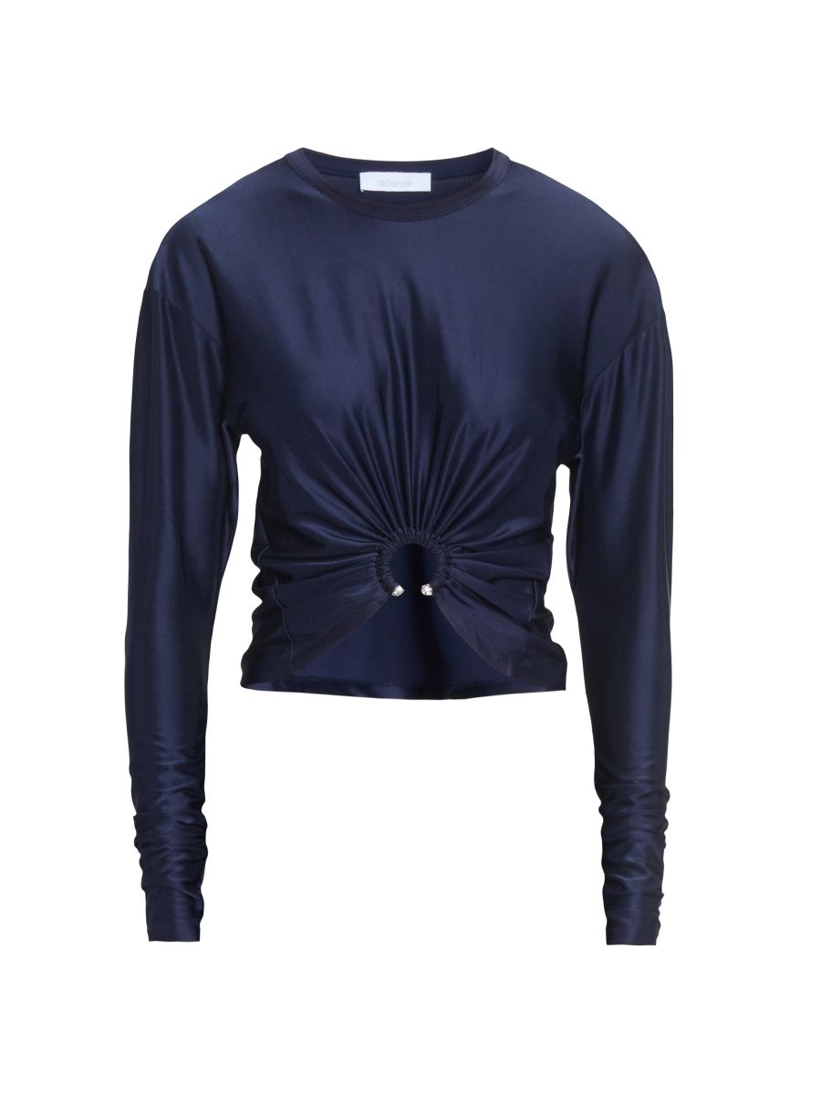 Rabanne Women's Jersey Ring Crop Top - Deep Navy - Size 10