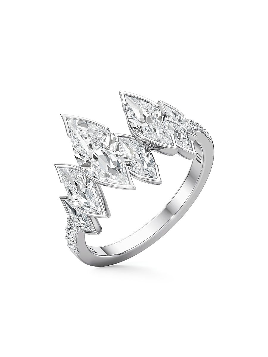 Women's Flame 18K White Gold & 2.71 TCW Lab-Grown Diamond Large Ring - White Gold - Size 6.75