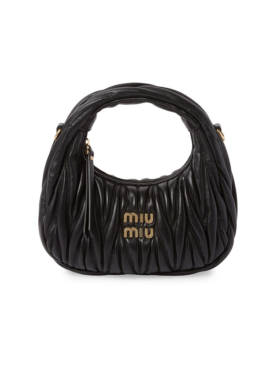 Women's Wander Matelasse Nappa Leather Hobo Mini Bag - Black