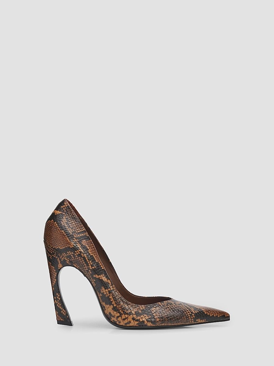 Women's Lexi 105MM Snake-Embossed Leather Pumps - Pecan Brown - Size 7