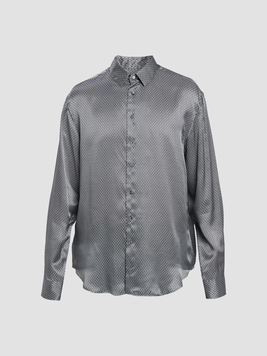 Giorgio Armani Men's Chevron Silk Classic Shirt - Blackened Pearl - Size 17.5