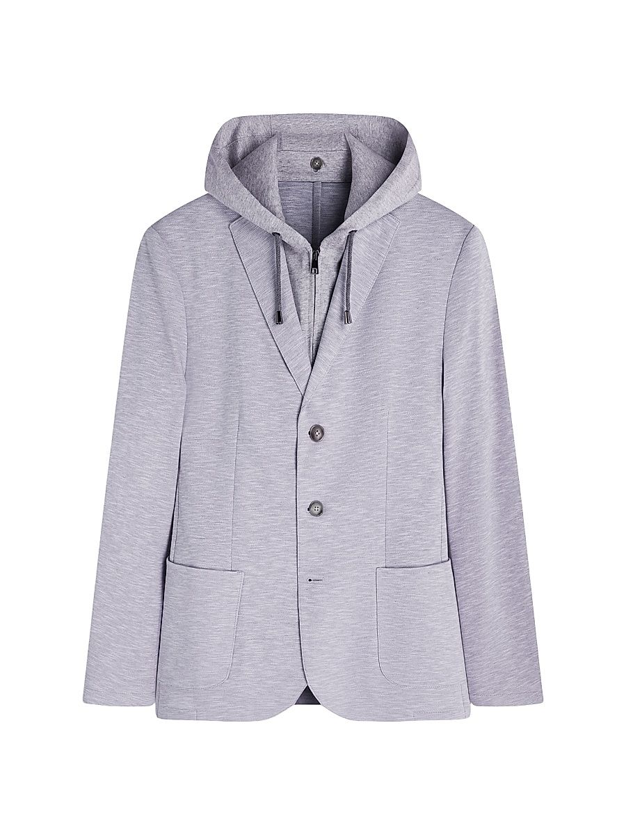 Men's Cotton Hooded Bib Blazer - Platinum - Size 46