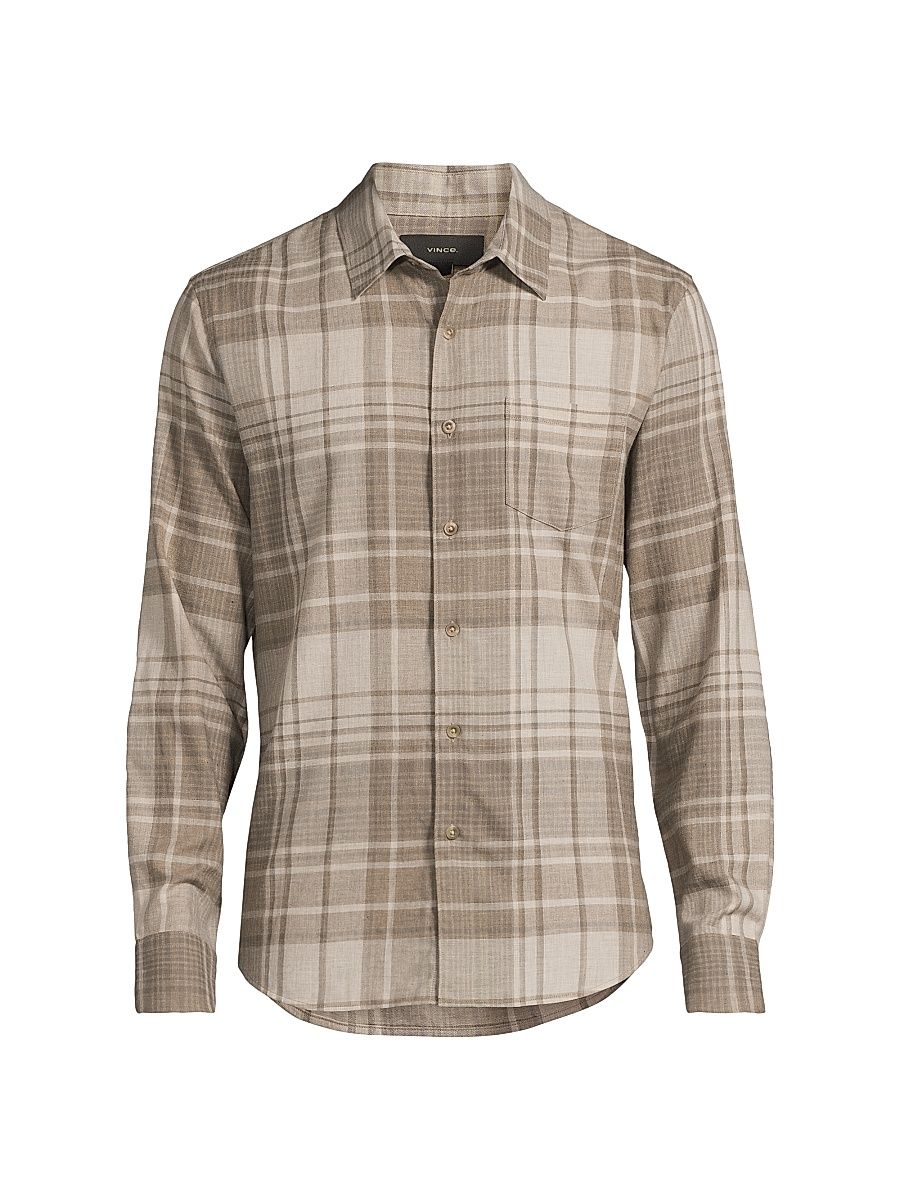 Men's Chilton Plaid Cotton Button-Front Shirt - Mouse Combo - Size Small
