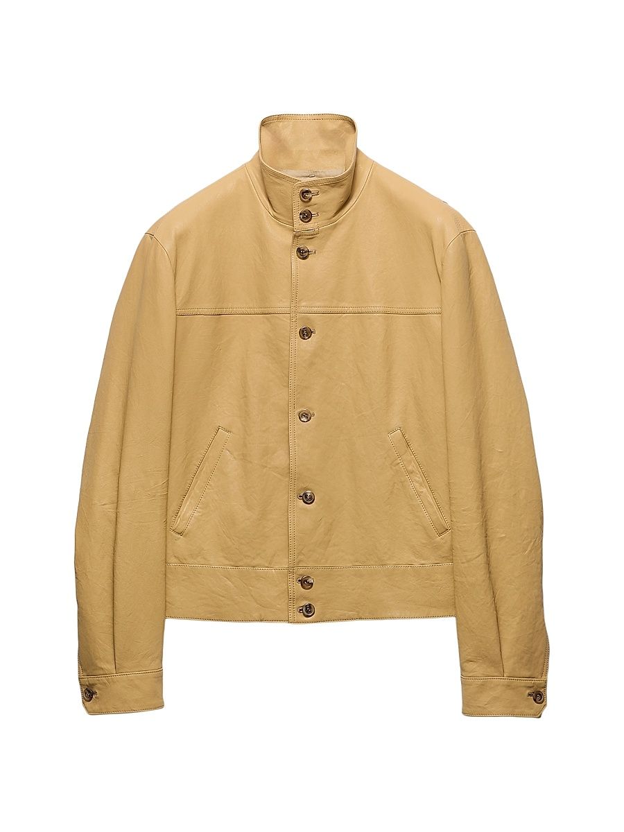 Men's Nappa Leather Jacket - Yellow - Size 38