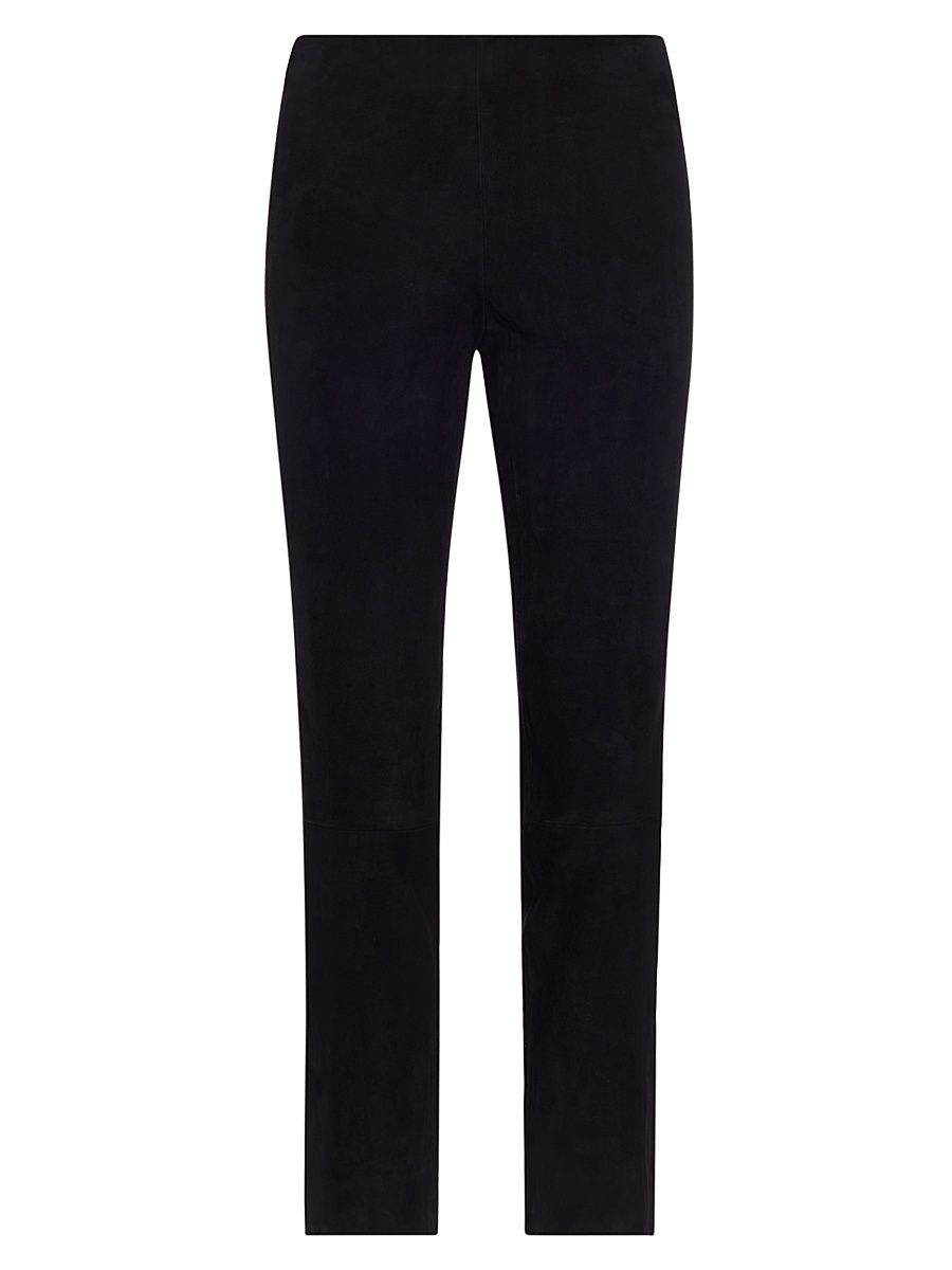 Women's Stretch-Suede Cropped Pants - Black - Size XXS