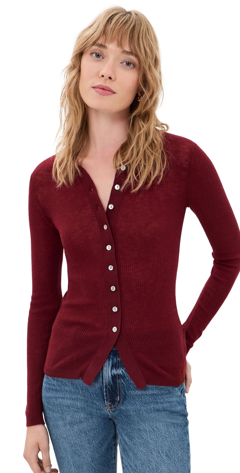 Pistola Korey Wool Featherweight Rib Cardigan Barolo XS