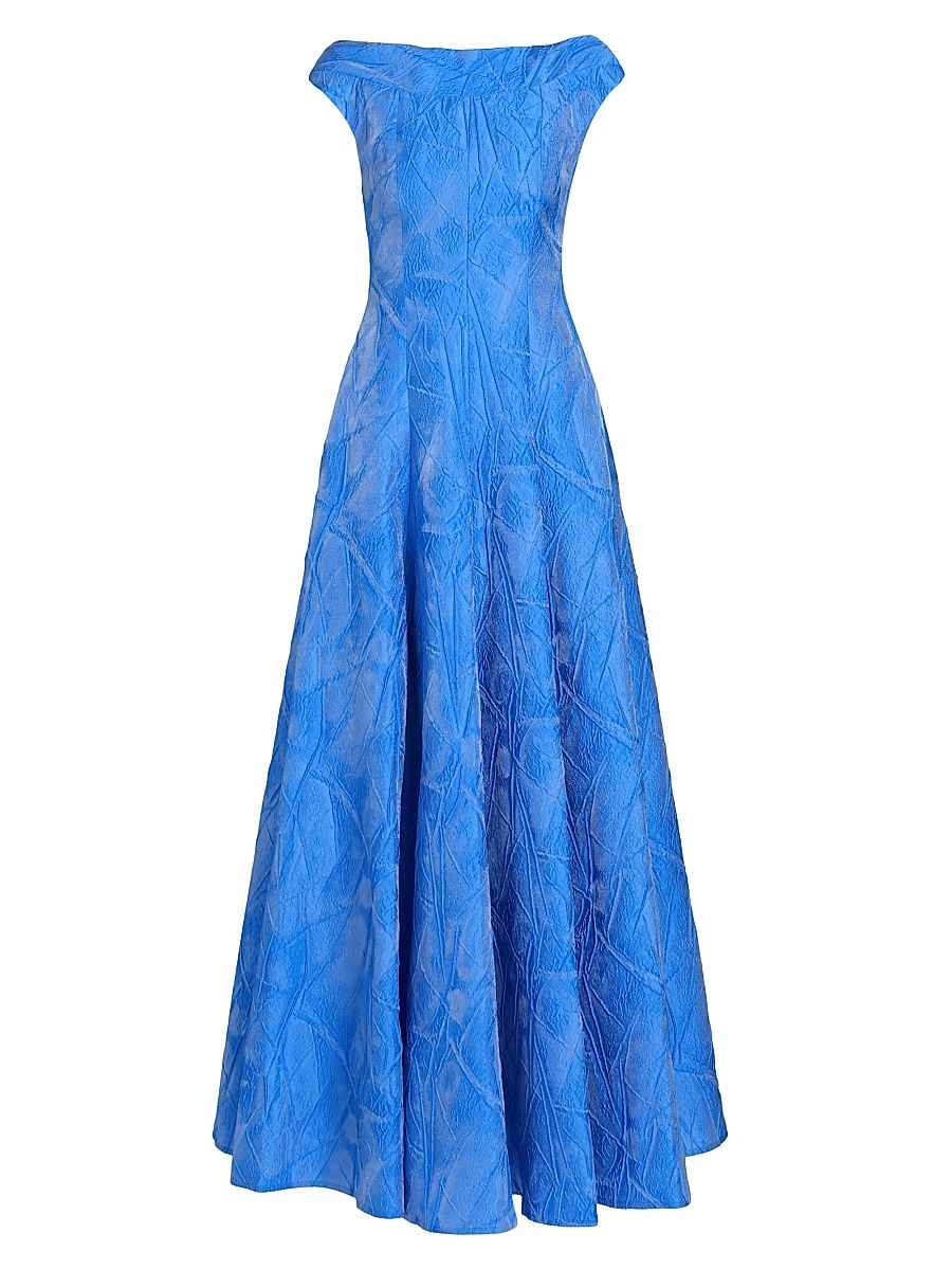 Women's Mikado Jacquard Slim Fit & Flare Gown - Periwinkle - Size 6