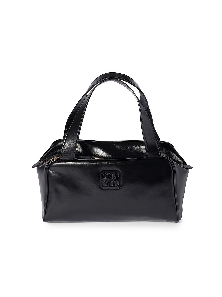 Women's Leather Top-Handle Bag - Black