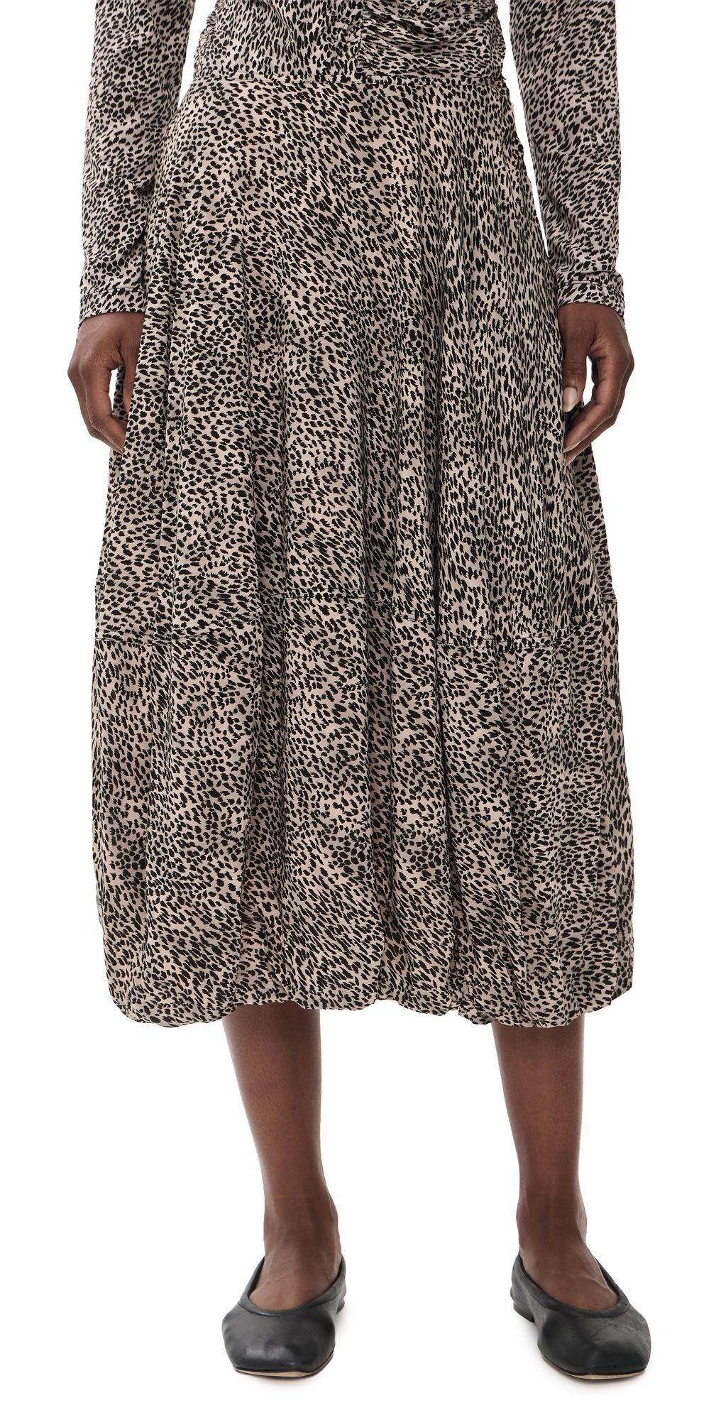 Sea Charlize Print Bubble Midi Skirt Cream 14
