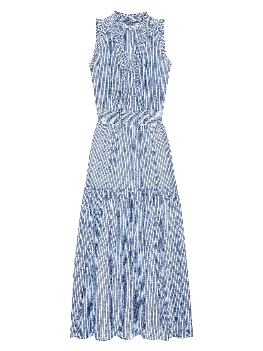 Women's Alessi Striped Linen-Blend Maxi Dress - Barletta Stripe - Size XS