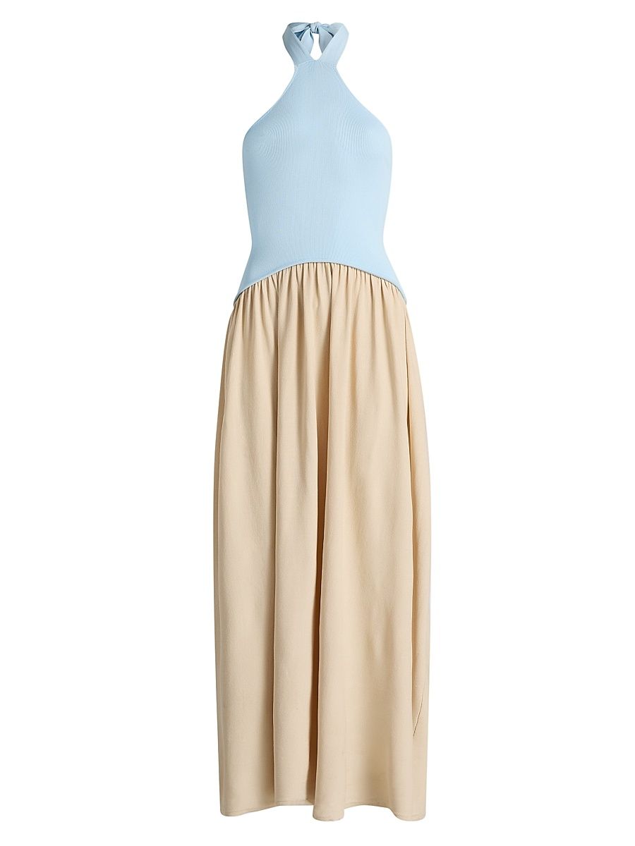 Women's The Jordan Halter Colorblocked Maxi Dress - Seabreeze Dune - Size XS