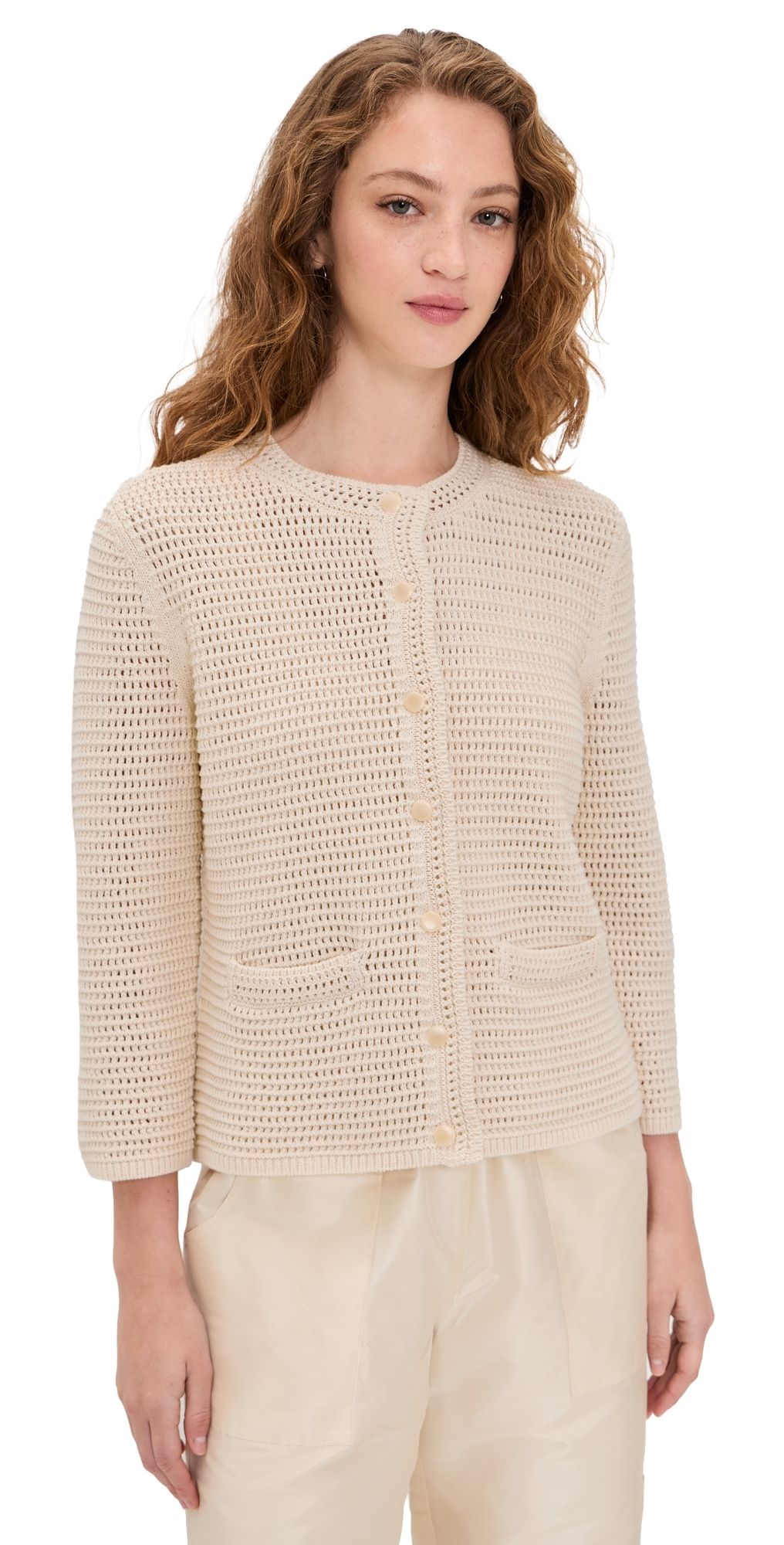 Vince Crochet Cardi Jacket Natural L