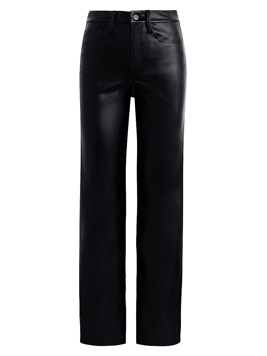 Women's Margot Faux Leather High-Rise Straight-Leg Pants - Black - Size 31