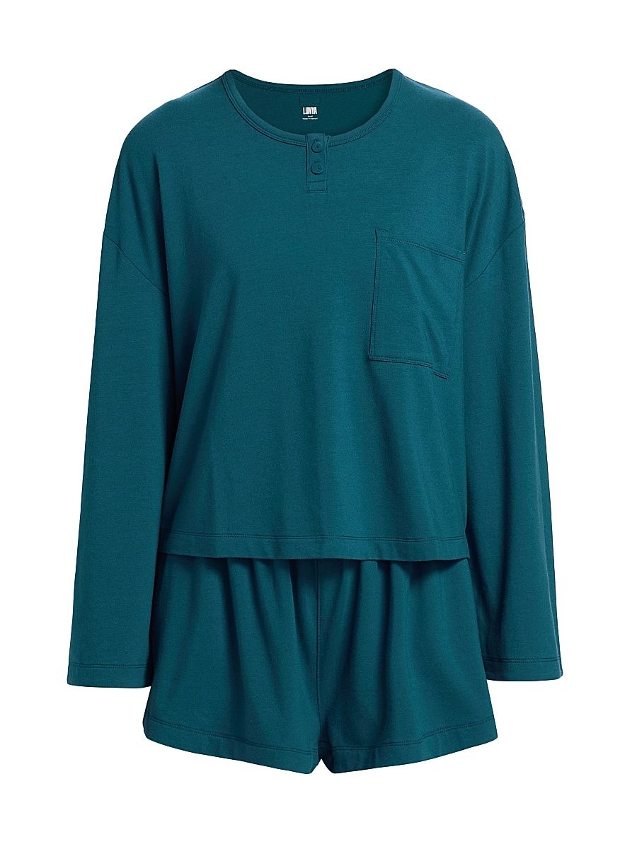 Women's Jersey T-Shirt & Shorts Set - Piquant Teal - Size XS