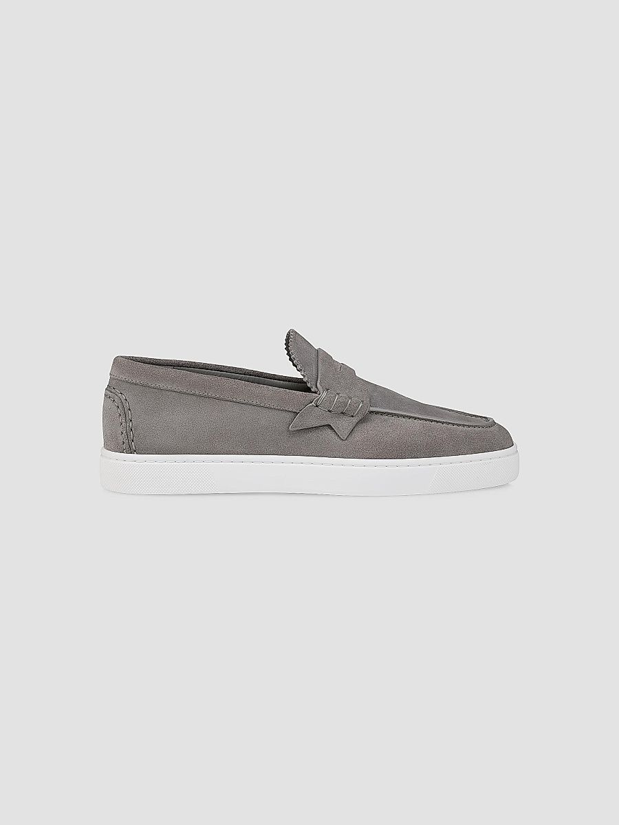Christian Louboutin Men's The Harold I Suede Loafers - Phantom Grey - Size 13
