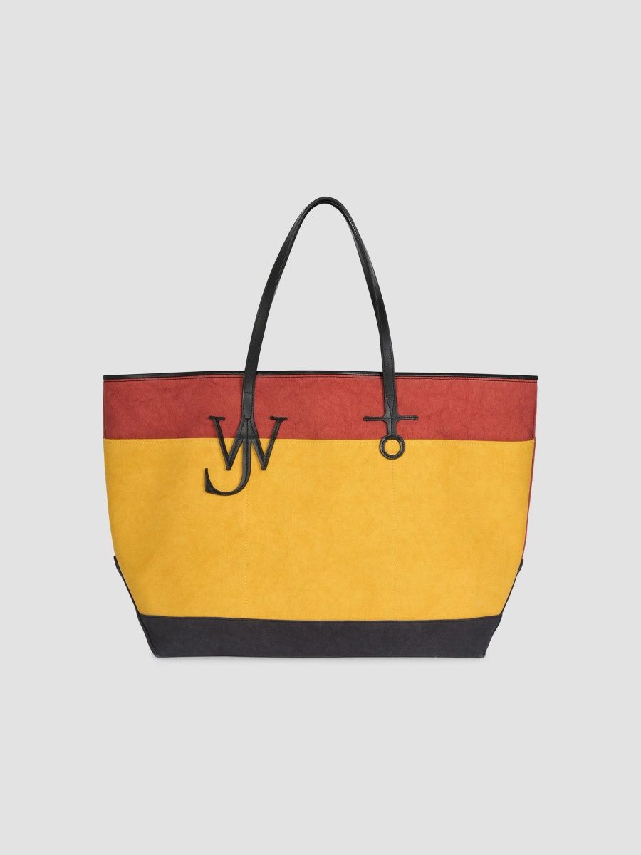 JW Anderson Men's XL Anchor Canvas & Leather Tote Bag - Rust Multi