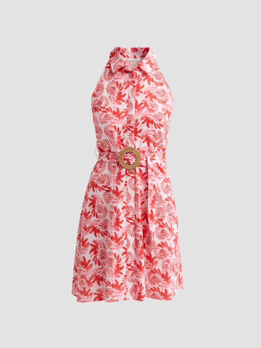 Ro's Garden Women's Regina Sleeveless Mini Shirtdress - Red - Size XS
