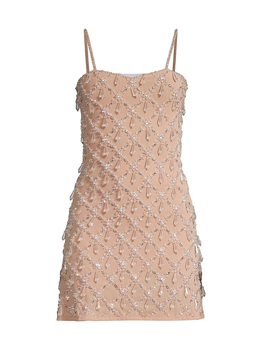 Women's Arabella Hand-Beaded Minidress - Beige - Size Large