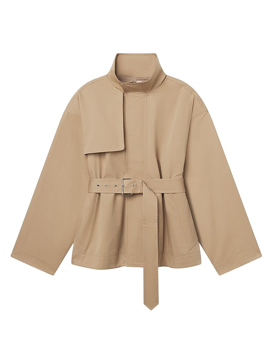Women's The Short Field Cotton Trench Coat - Khaki - Size XL