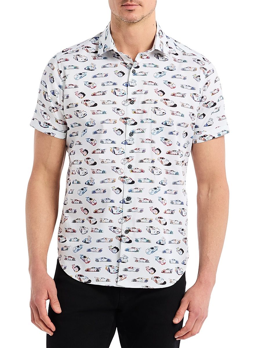Men's Neon Wheels Printed Short-Sleeve Shirt - Size XXL