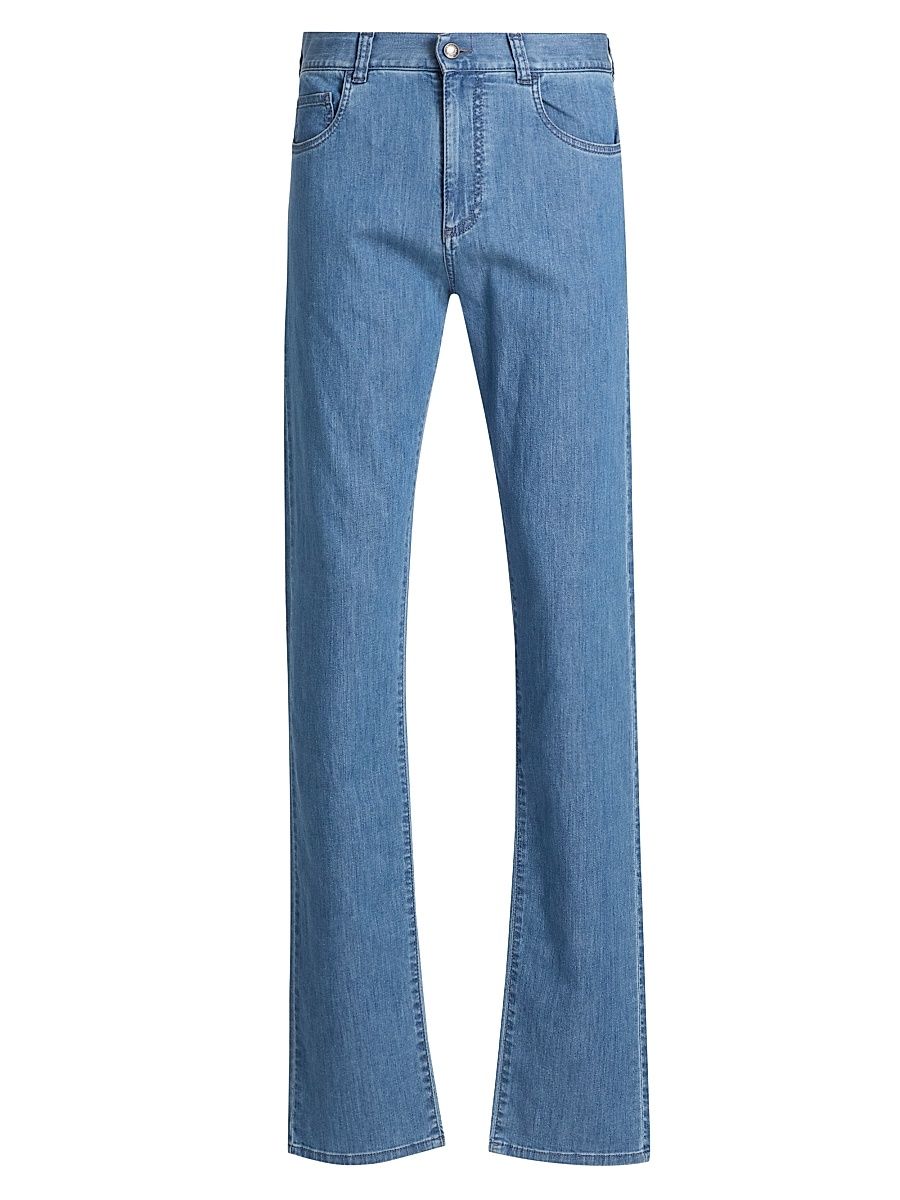 Men's Lightweight Stretch-Cotton Jeans - Blue - Size 36