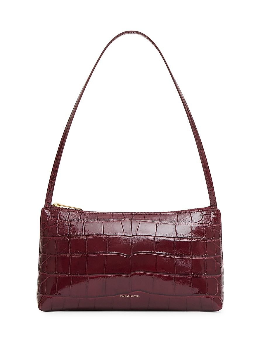 Women's Gaia Crocodile-Embossed Leather Shoulder Bag - Oxblood