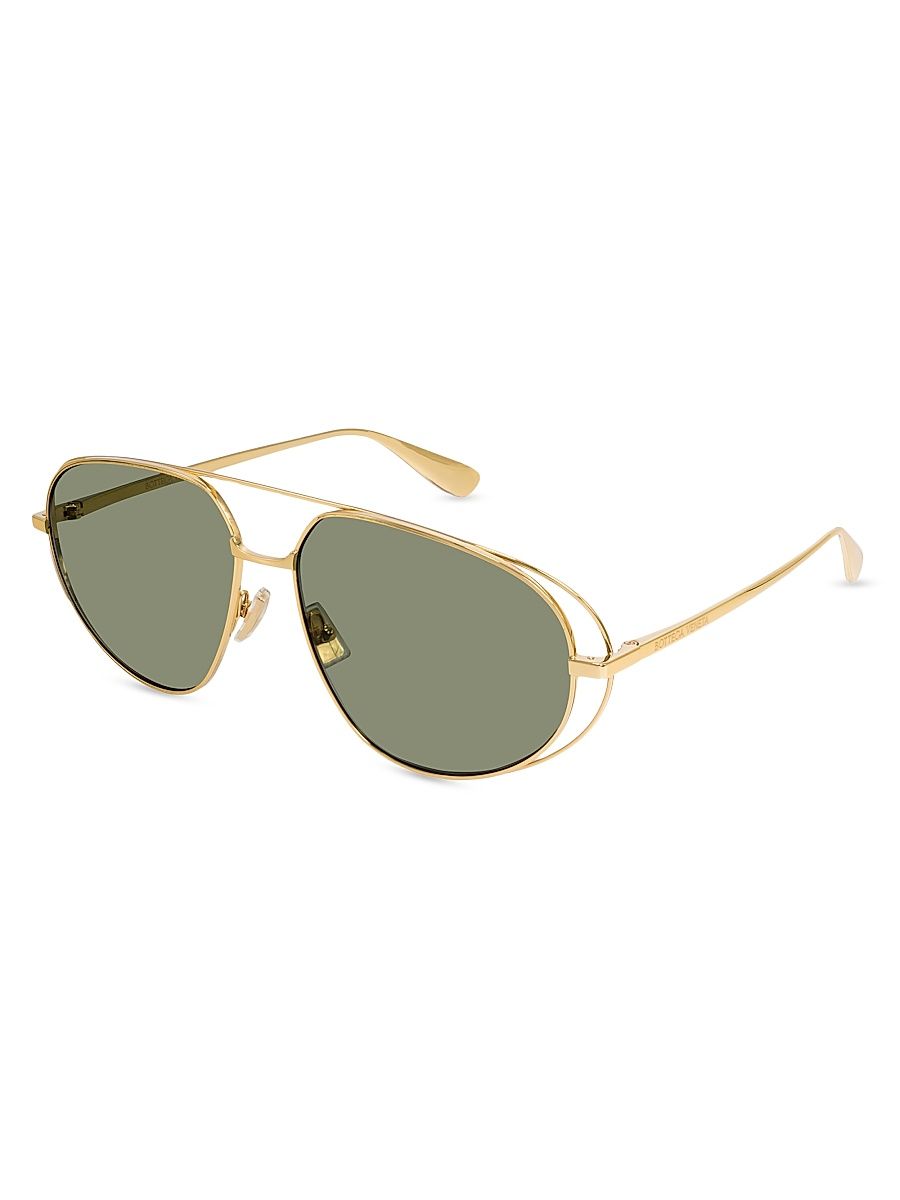 Women's Flower 61MM Pilot Sunglasses - Green Gold