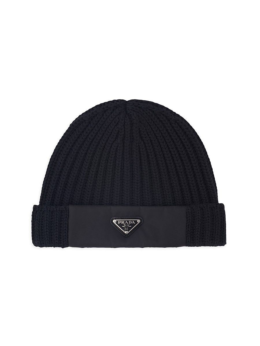 Men's Wool and Re-Nylon Beanie - Black - Size Small