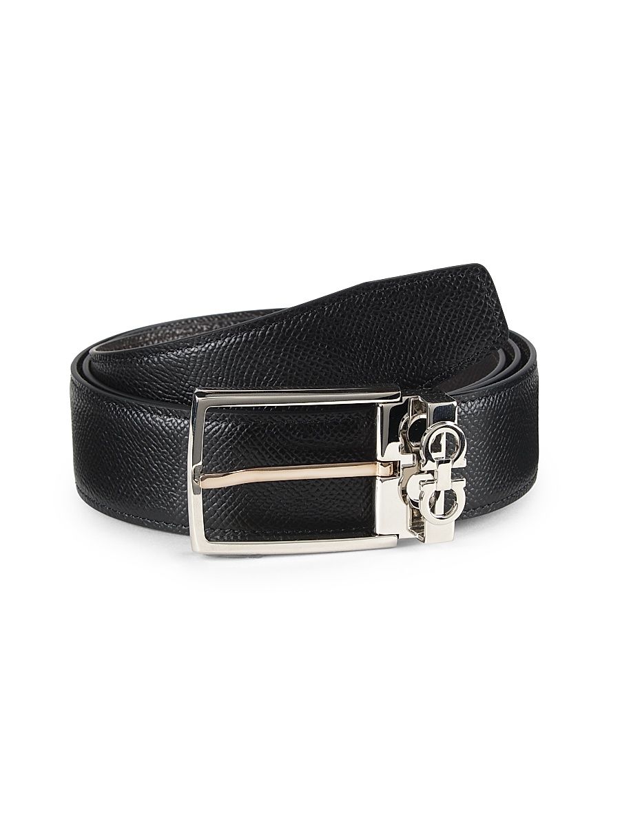 Men's Core Adjustable Cut-to-Size Leather Belt - Nero - Size 46