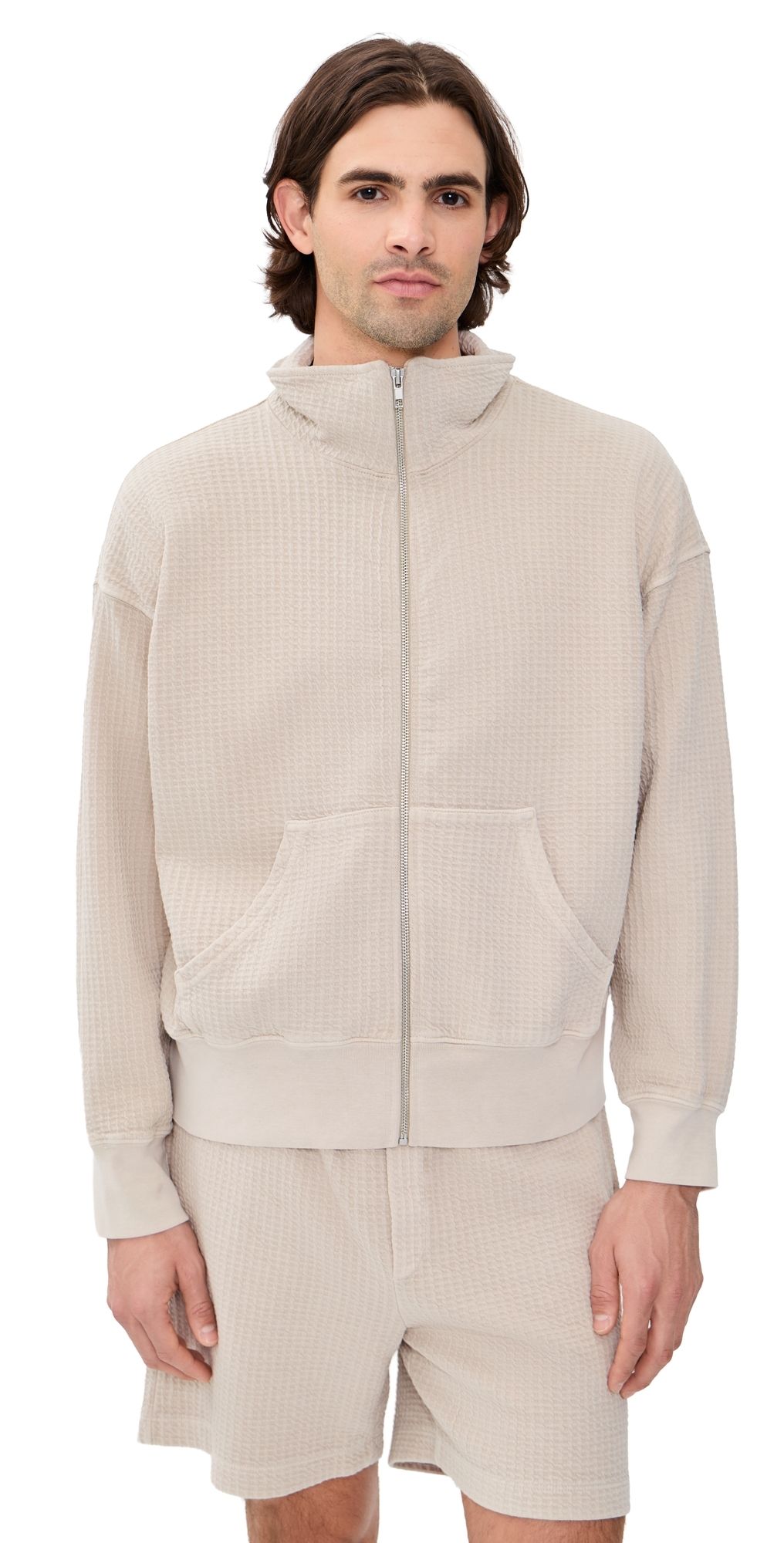 ASHER Jean Waffle Zip Jacket Bisque L