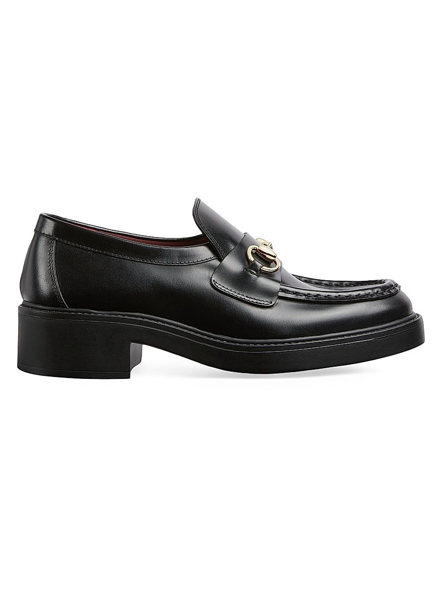 Women's 45MM Horsebit Leather Loafers - Black - Size 10.5