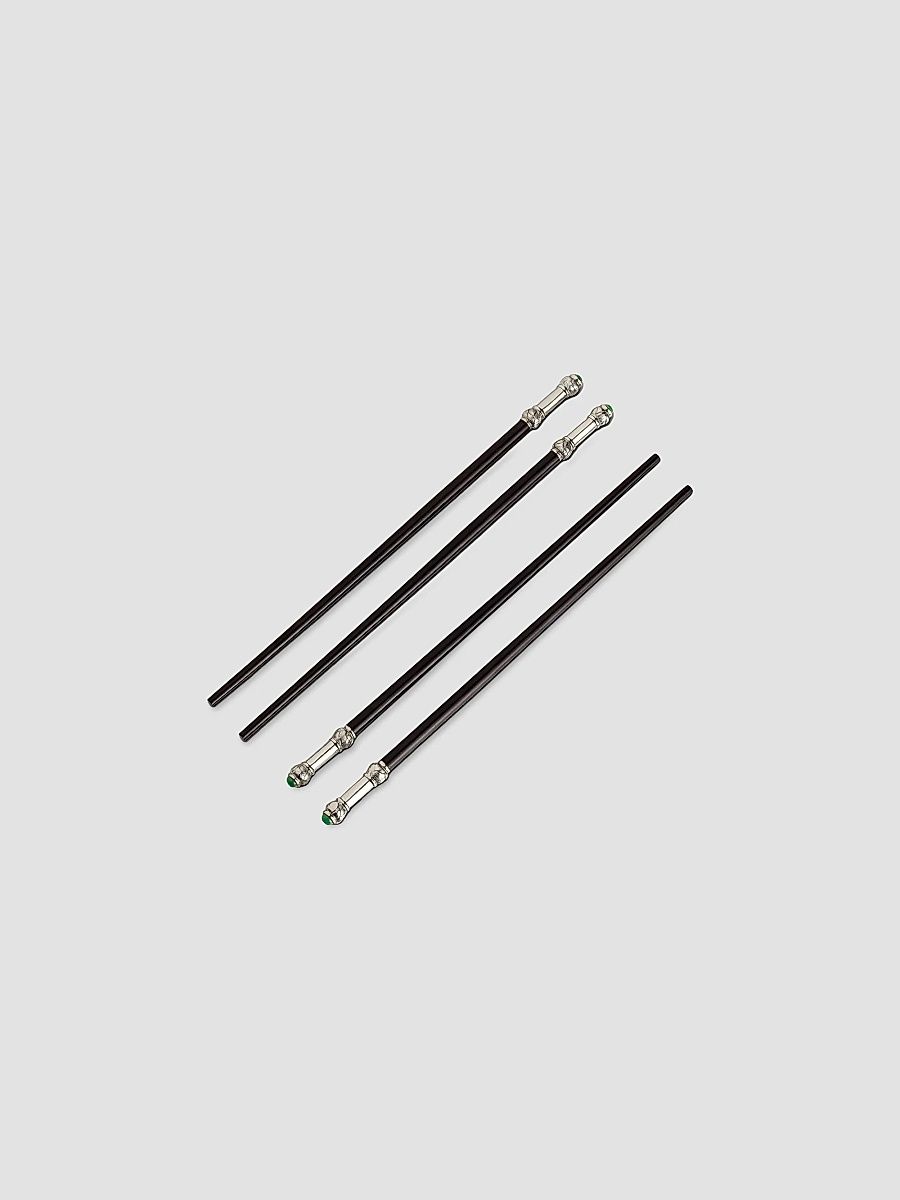 Ebony Wood & Jade 2-Piece Chopsticks Set - Platinum