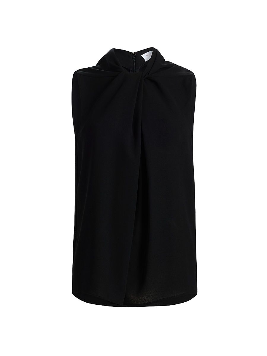 Women's Knotted Virgin Wool Top - Black - Size Medium