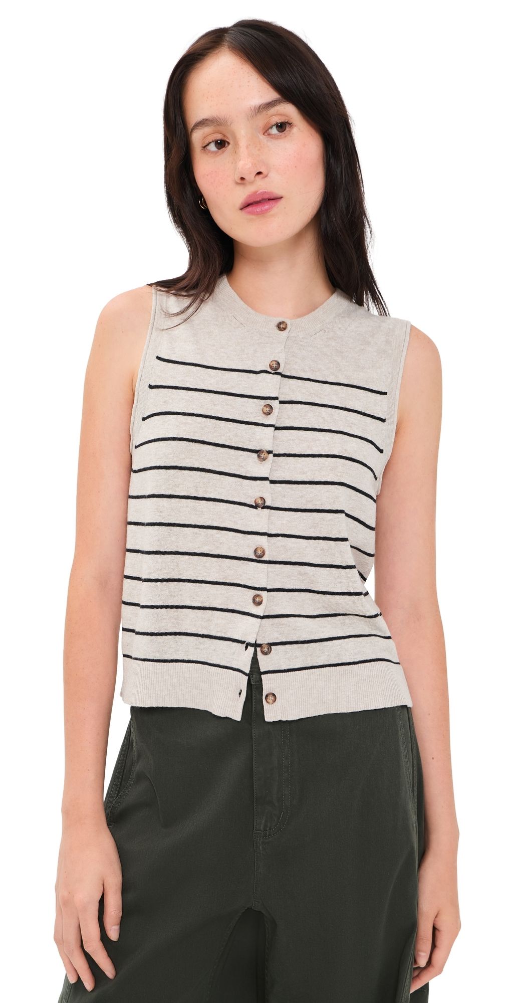 La Ligne Lee Sweater Vest Tan/Black L