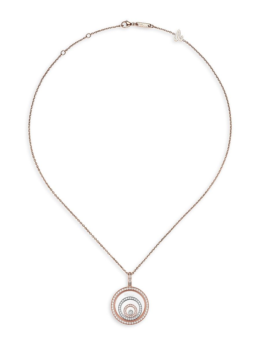 Women's Happy Spirit 18K White Gold, 18K Rose Gold & Diamond Pendant Necklace - Rose Gold