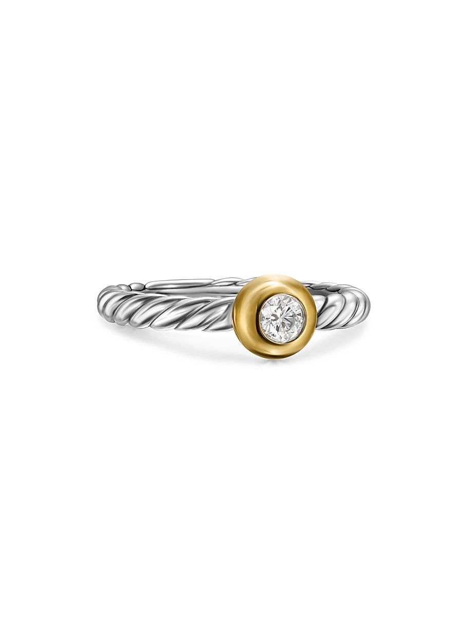 Women's Petite Cable Ring in Sterling Silver - Diamond - Size 7