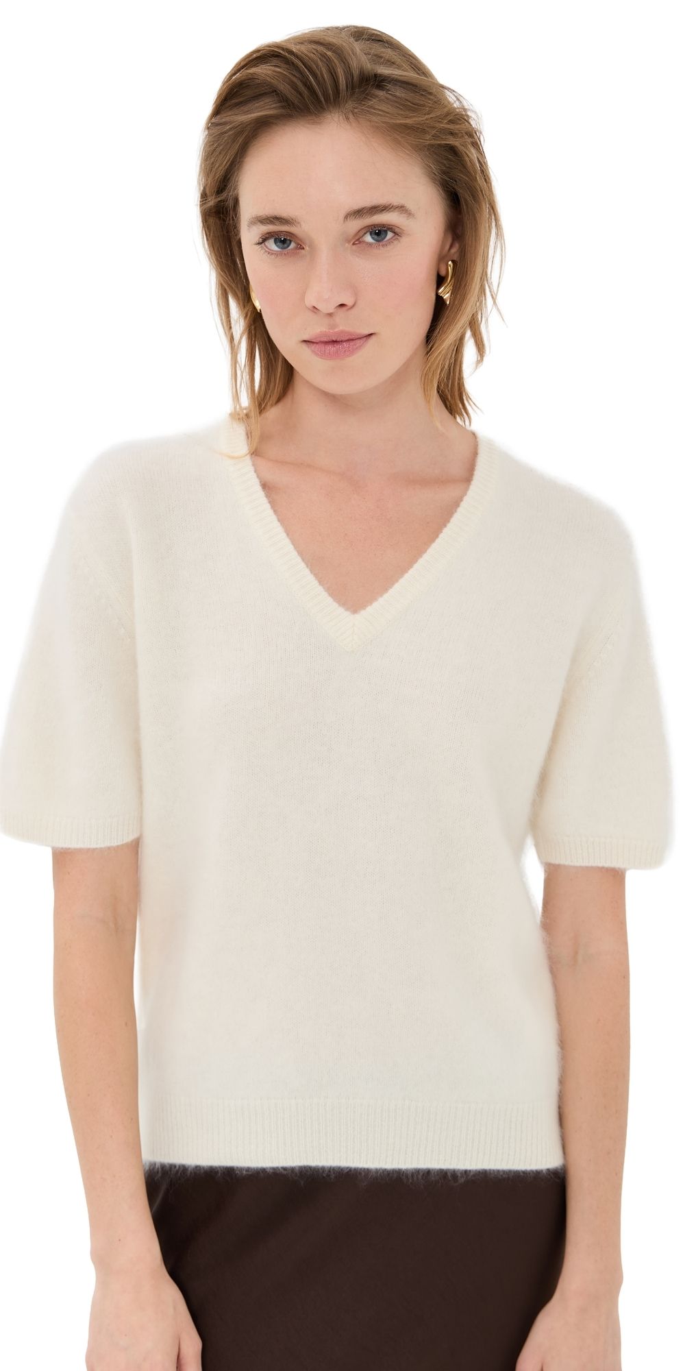 LISA YANG Lovisa Cashmere T-Shirt Cream Brushed 0