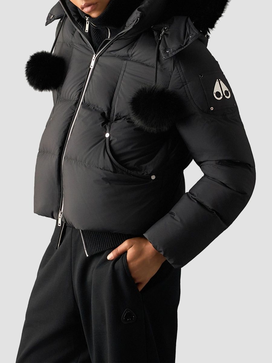 Moose Knuckles Women's Everest Down Puffer Bomber Jacket - Black - Size XL