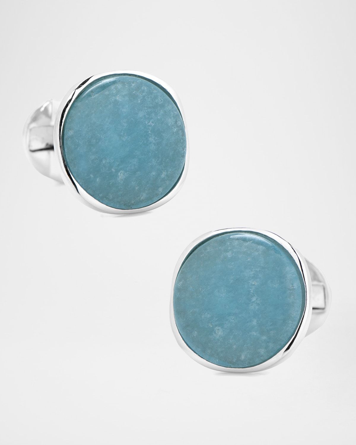 Aquamarine Jade & Sterling Silver Cufflinks