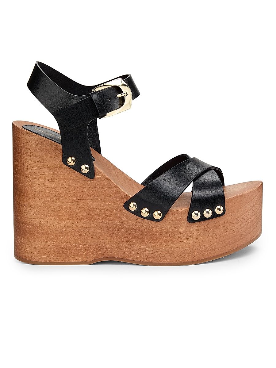 Women's Kate 135MM Studded Leather Clogs - Black - Size 9