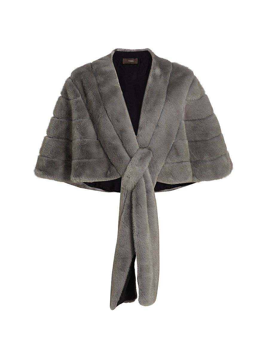 Women's Faux Fur Draped Stole - Dark Grey