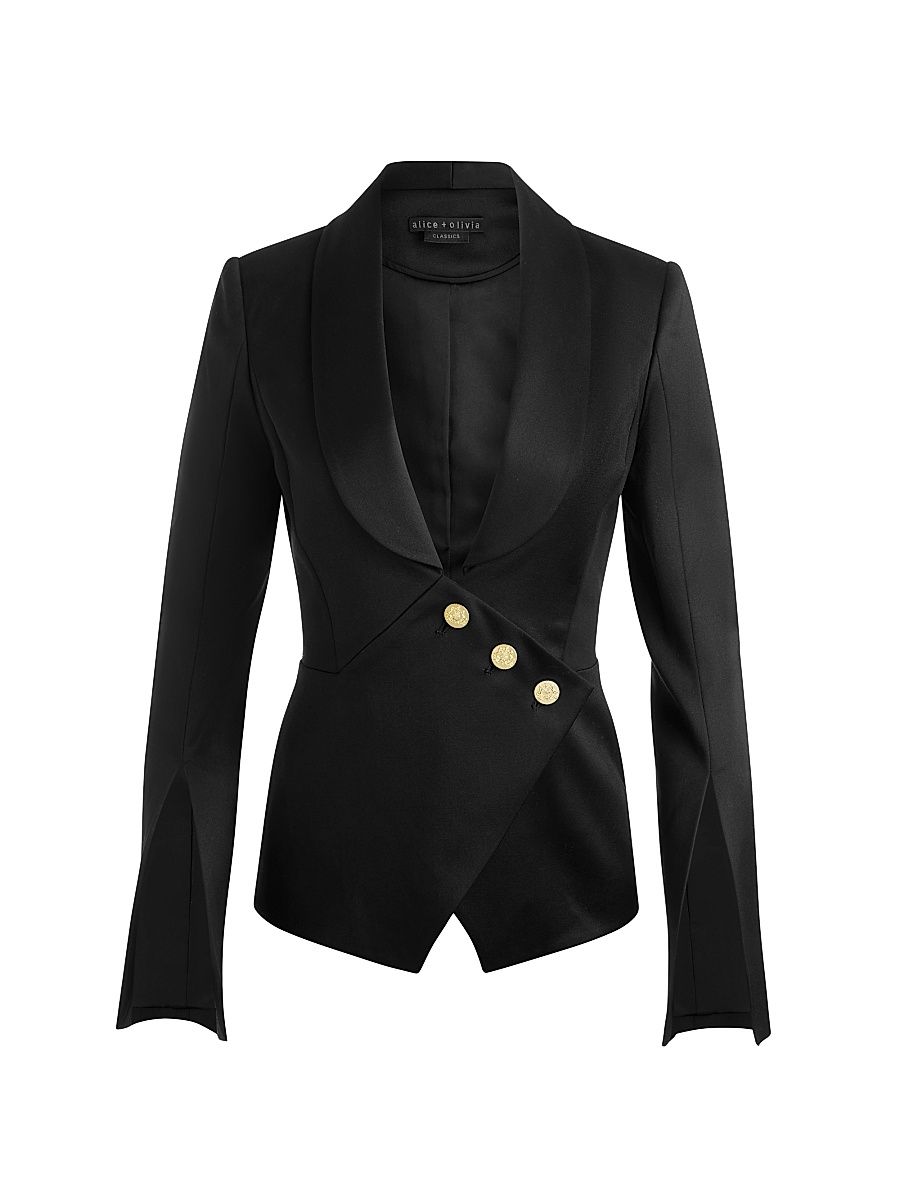 Women's The Sculpt Wool Sateen Barrel Blazer - Black - Size 2