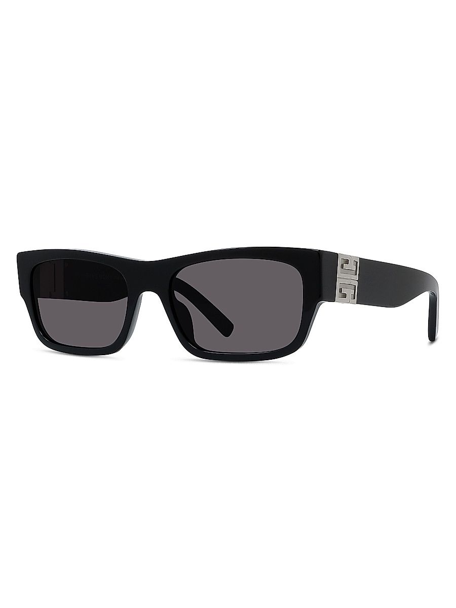 Men's 4G 56MM Rectangular Sunglasses - Shiny Black Smoke