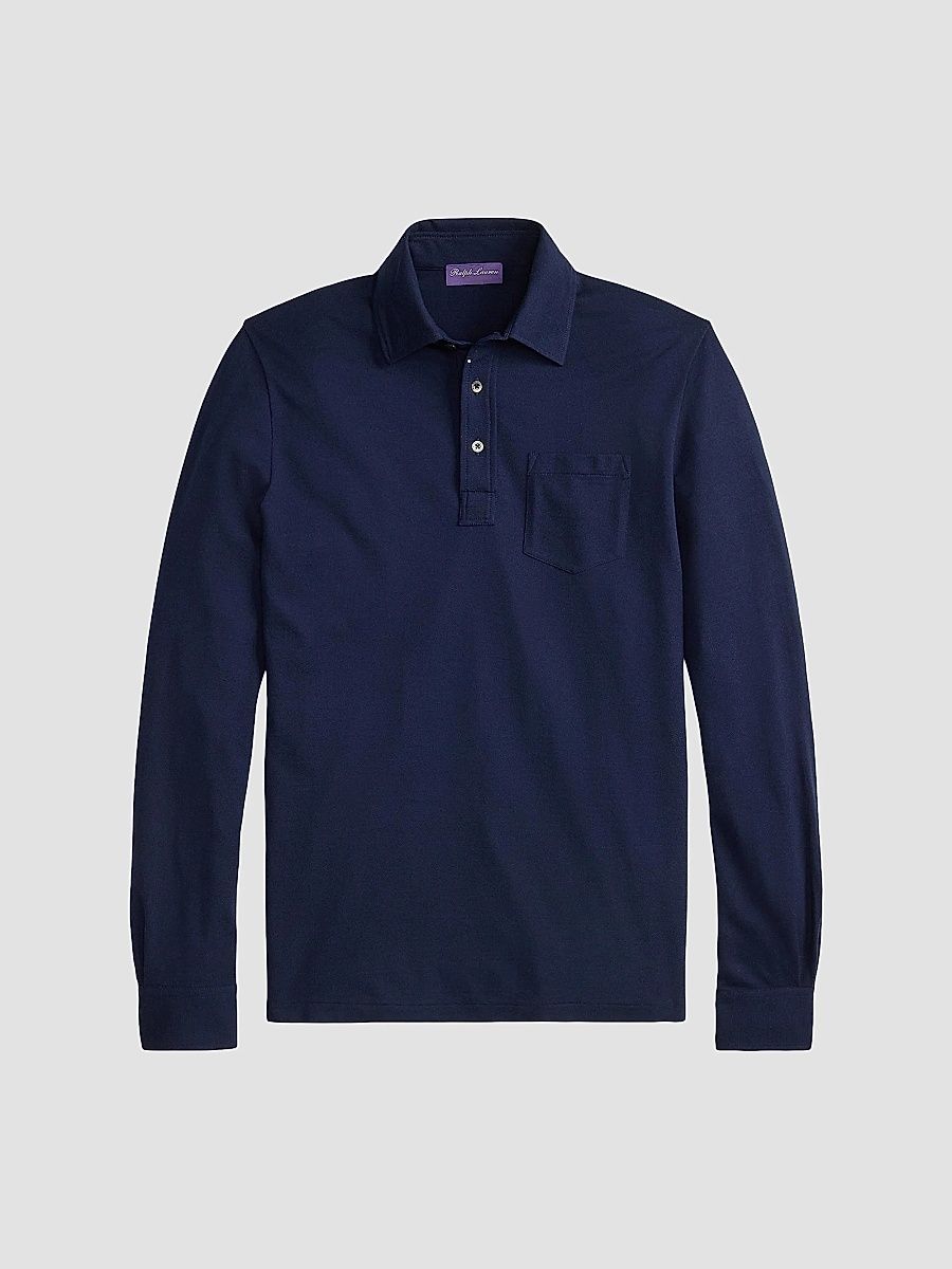 Ralph Lauren Purple Label Men's Cotton-Cashmere Piqué Polo Shirt - Classic Chairman Navy - Size XS
