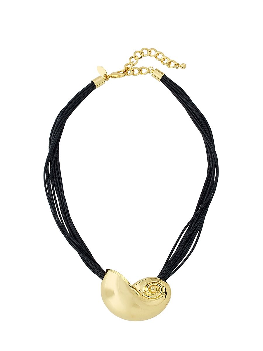 Women's Goldtone Seashell & Cord Pendant Necklace - Black