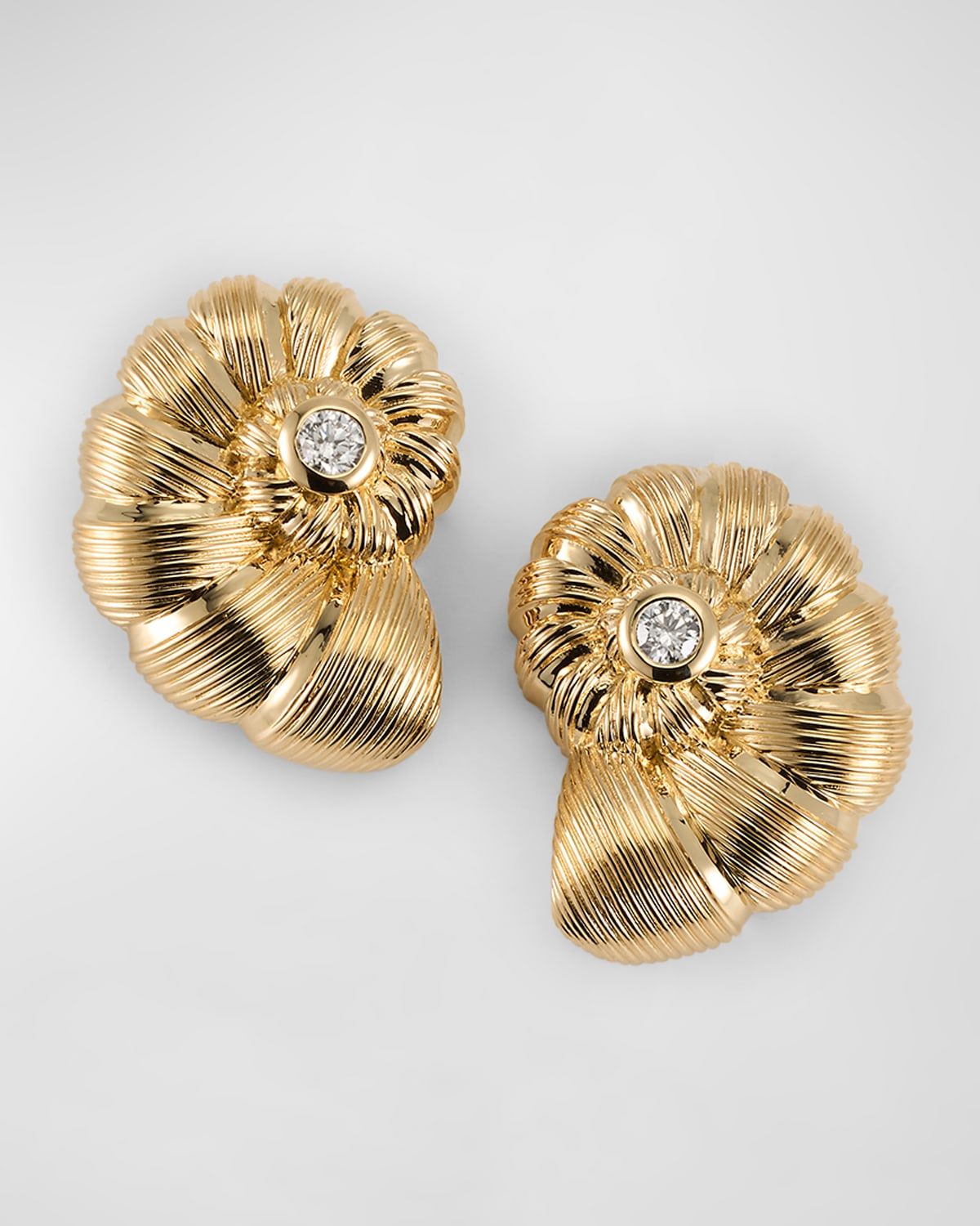 14K Diamond Large Nautilus Stud Earrings