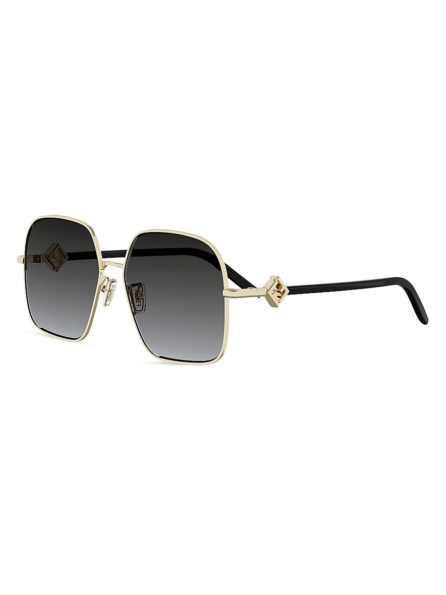 Women's FF Diamonds 58MM Square Sunglasses - Shiny Gold Gradient Smoke