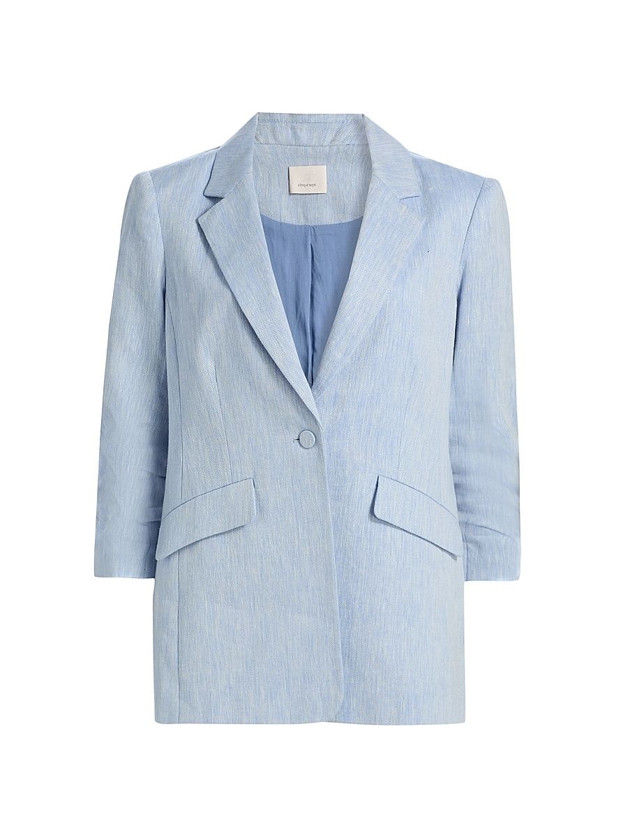 Women's Kylie Linen Suiting Single-Breasted Blazer - Ultramarine - Size 6